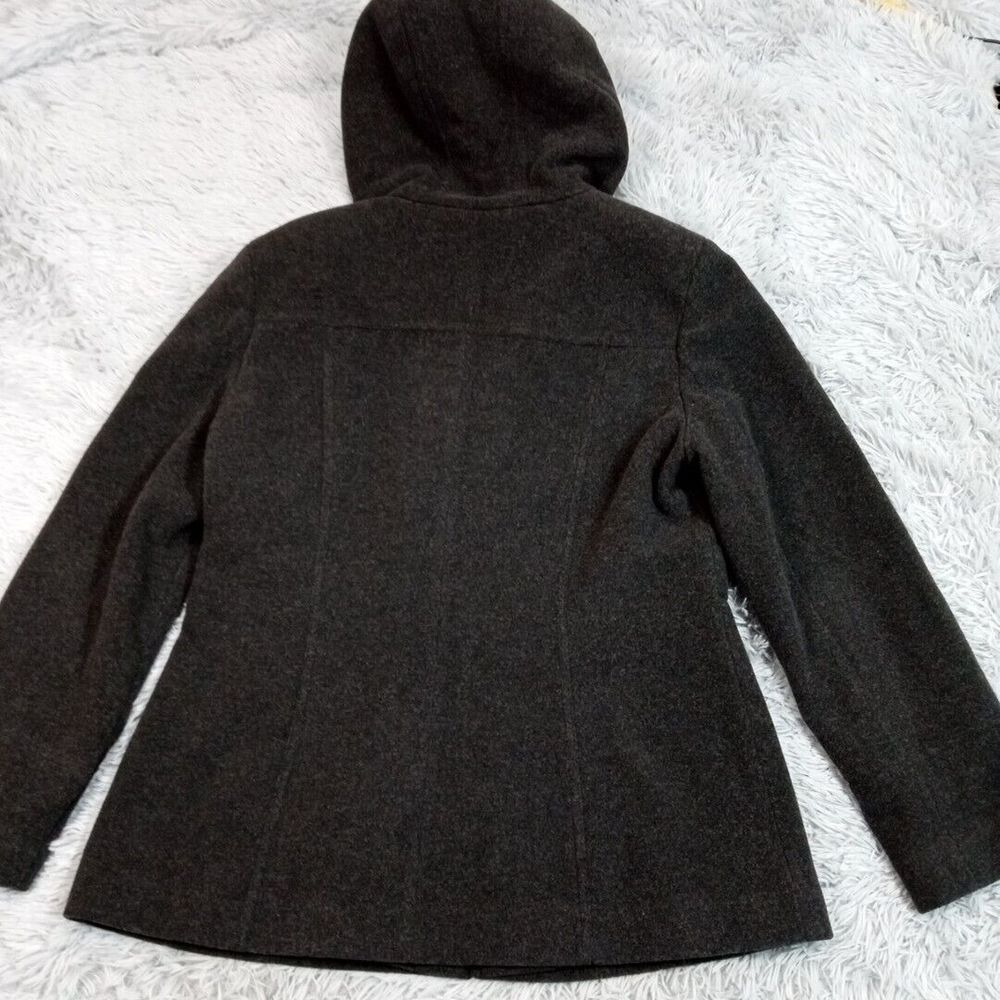 Fleet Street Womens Jacket Gray L Wool Blend Hood Pockets Lined Coat Career - Picture 2 of 14